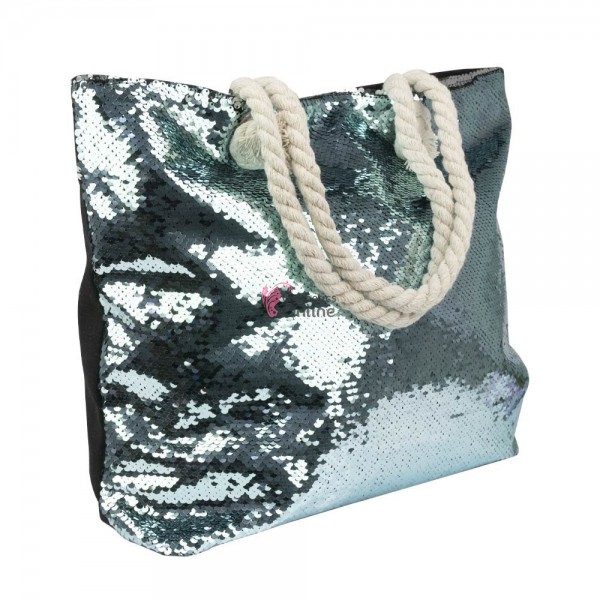 Geantă de cumpărături sau plaja MollyLac cu paiete  Cod 75346 cu toarta snur